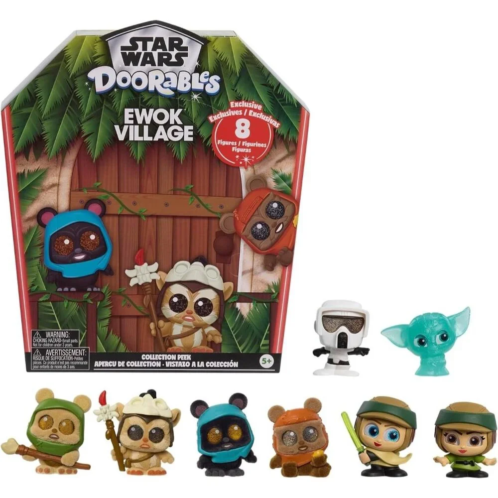 Star Wars Disney Doorables Ewok Village Set Just‎ Play NEW FREE SHIPPING Flocked